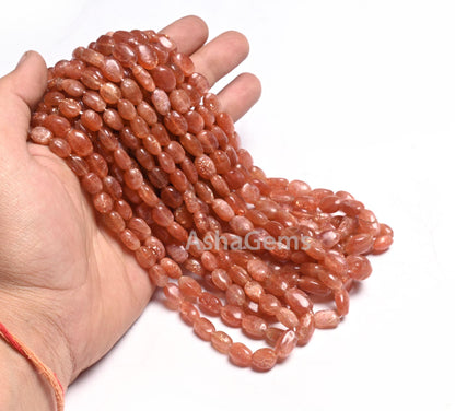 Natural Red Sunstone Smooth Oval Gemstone Loose Beads, Fine Quality Sunstone Oval Handmade Beads, Sunstone bead Jewelry making Necklace SALE