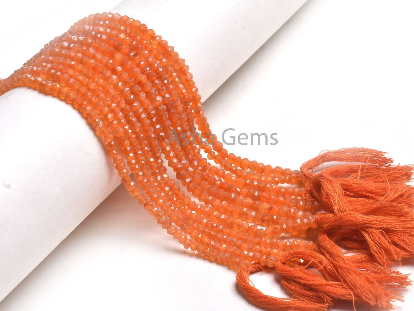 AAA Natural Carnelian Machine Cut Faceted Rondelle Beads,13" Strand Orange Carnelian Indian Cut Beads, Carnelian Beads Jewelry Supply Crafts