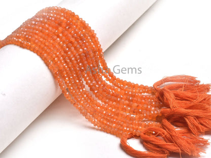 AAA Natural Carnelian Machine Cut Faceted Rondelle Beads,13" Strand Orange Carnelian Indian Cut Beads, Carnelian Beads Jewelry Supply Crafts