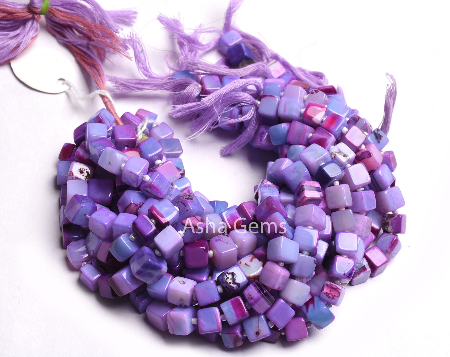 9"Strand lavender Opal Smooth Box Shape Beads, Shaded lavender Purple Pink Opal Plain 3D Cube Box Beads, Opal Handmade Cube Gemstone beads