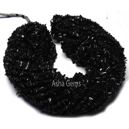 Rare Shungite uncut chip Beads,34" Strand Natural Elite Shungite Beads, Shungite Raw Rough Smooth Uneven Tiny gemstone beads Jewelry Crafts