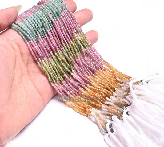 Beautiful Multi Tourmaline Micro Cut Gemstone Beads,2.25 mm Fine Tourmaline Faceted Rondelle Tiny Bead, natural Tourmaline Bead Jewelry SALE