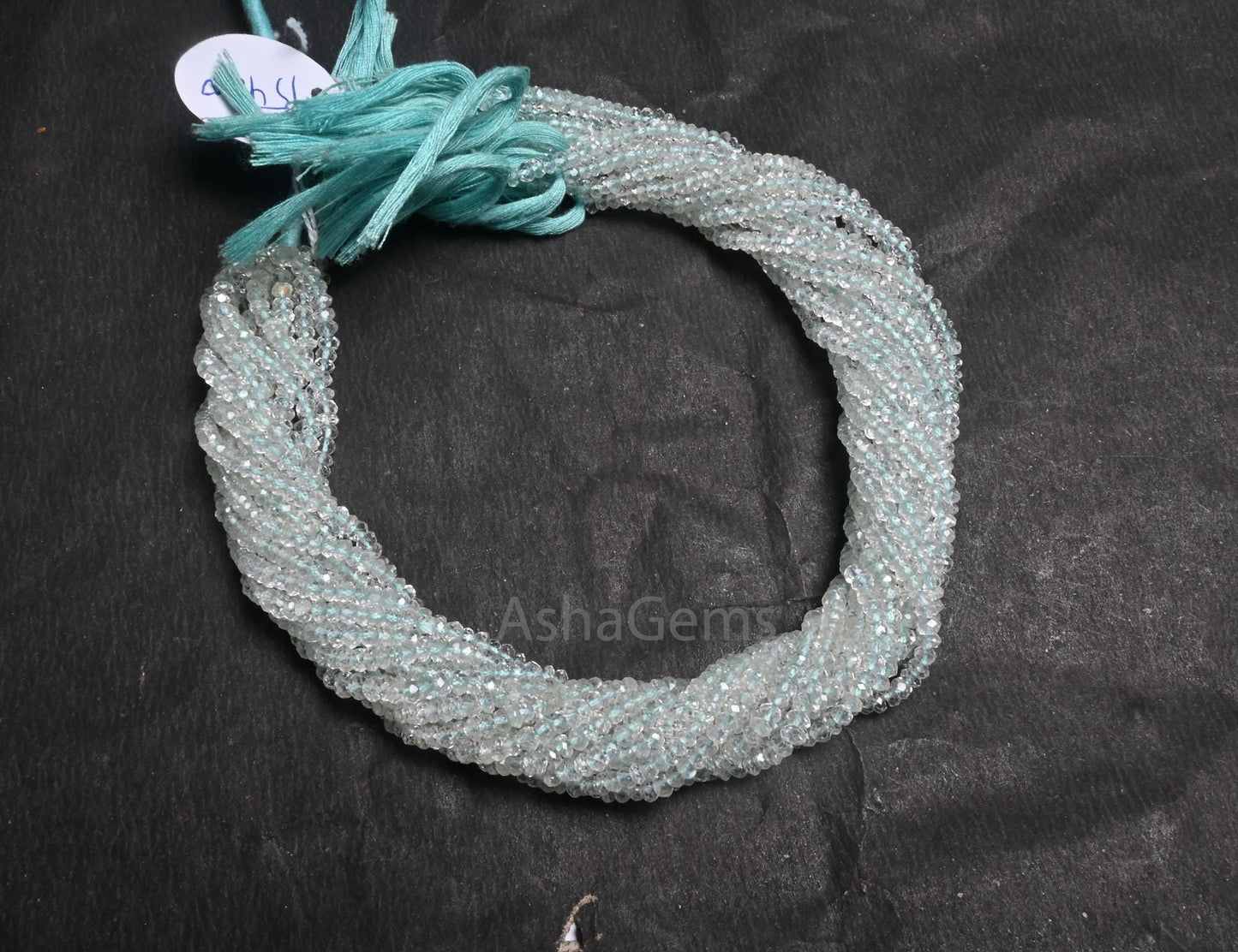 Beautiful Aquamarine Indian Machine Cut Gemstone Beads, 13" Natural Blue Aquamarine Faceted Rondelle Fine Aquamarine Beads Necklace Jewelry