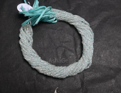 Beautiful Aquamarine Indian Machine Cut Gemstone Beads, 13" Natural Blue Aquamarine Faceted Rondelle Fine Aquamarine Beads Necklace Jewelry