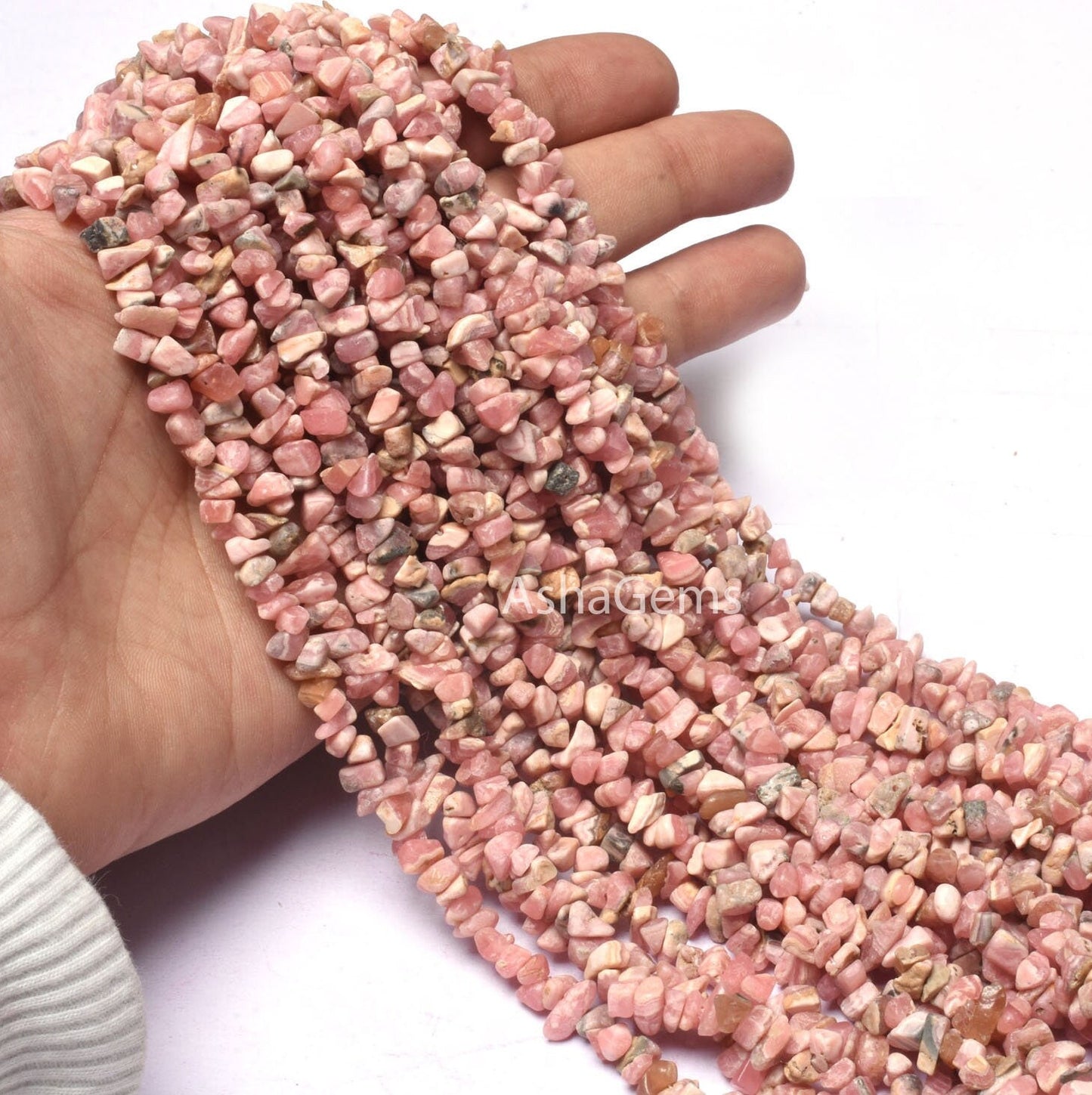34" Strand Natural Rhodochrosite Uncut Chip Gemstone Beads, Pink Rhodochrosite Raw Rough Smooth Nugget Bead, Rhodochrosite Bead Jewelry SALE
