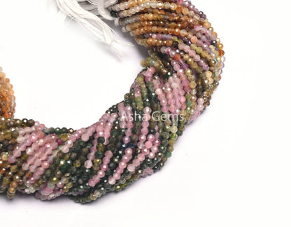 Beautiful Multi Color Tourmaline Faceted Rondelle Tiny Gemstone Beads,3 mm Tourmaline beads Natural Shaded Tourmaline Micro cut bead Jewelry