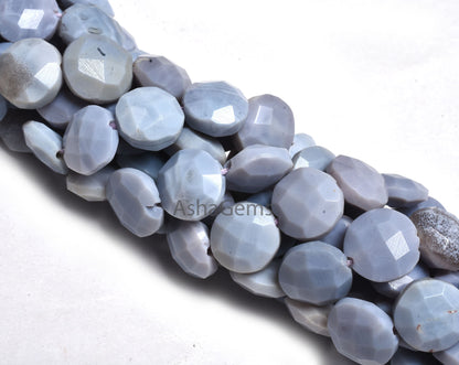 8 Inch Strand Purple Blue Opal Faceted Coin Beads,9 mm lavender Opal Beads, Opal Faceted briolette Coin Gemstone Beads for Jewelry Makings