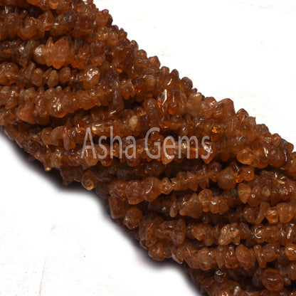 Natural Hessonite Garnet Uncut Chip beads,34" strand Garnet Bead Fine Brown hessonite garnet smooth raw rough Uneven Tiny Chip beads Jewelry