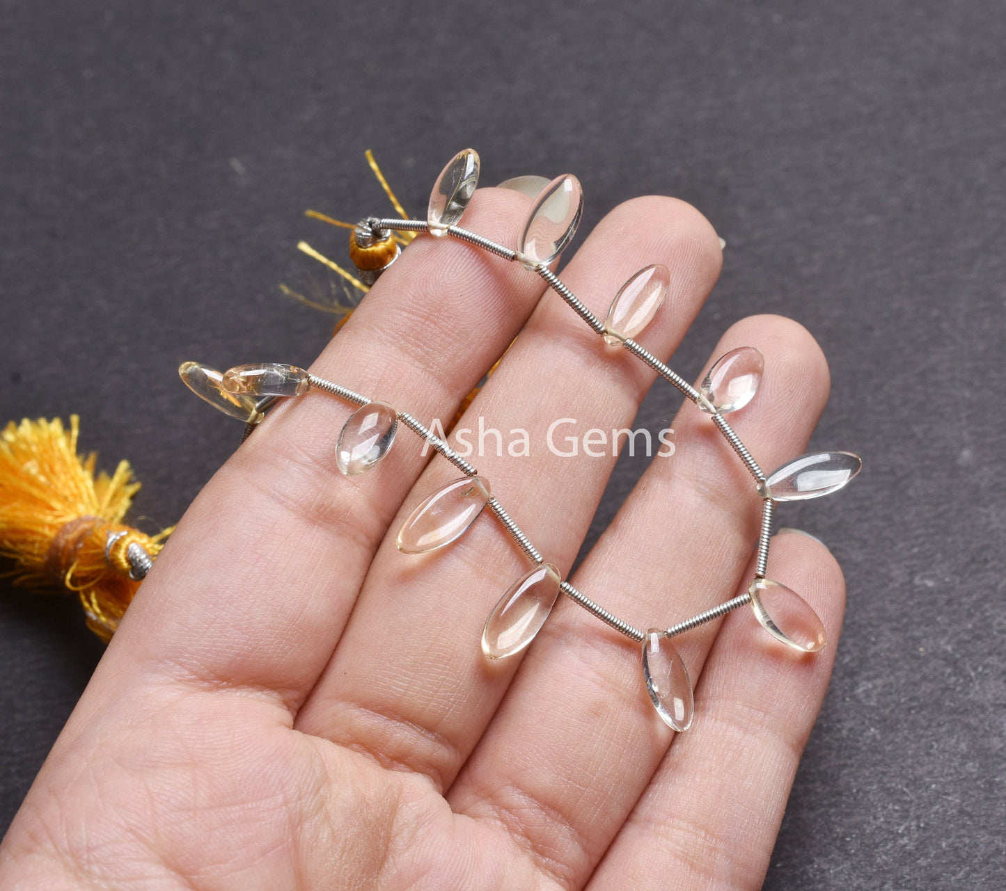Natural Citrine Smooth Marquise Shape gemstone Beads,6.5"Strand Citrine Handmade Marquise Side Drill Beads, Citrine Beads Jewelry Craft SALE
