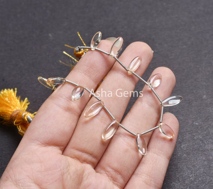 Natural Citrine Smooth Marquise Shape gemstone Beads,6.5"Strand Citrine Handmade Marquise Side Drill Beads, Citrine Beads Jewelry Craft SALE