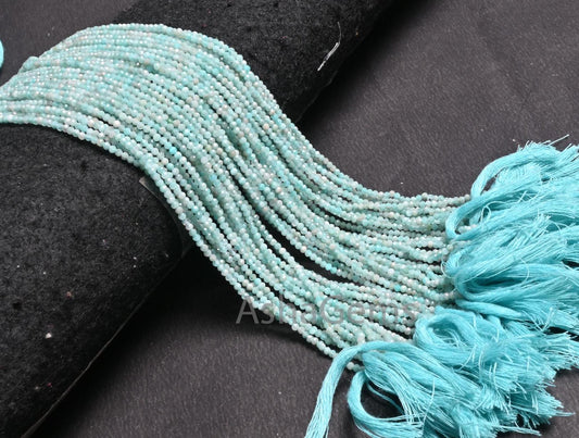 Beautiful Blue Amazonite Micro Cut Faceted Rondelle Beads,2.25 mm Natural Amazonite Machine Cut Tiny Gemstone Amazonite Beads Jewelry Crafts