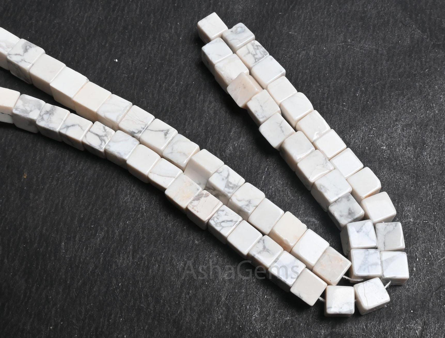 Fine White Howlite Smooth 3D Cube Box Shape Beads, Beautiful Howlite Plain Handmade Cube Gemstone Center Drill Howlite Beads Jewelry Crafts