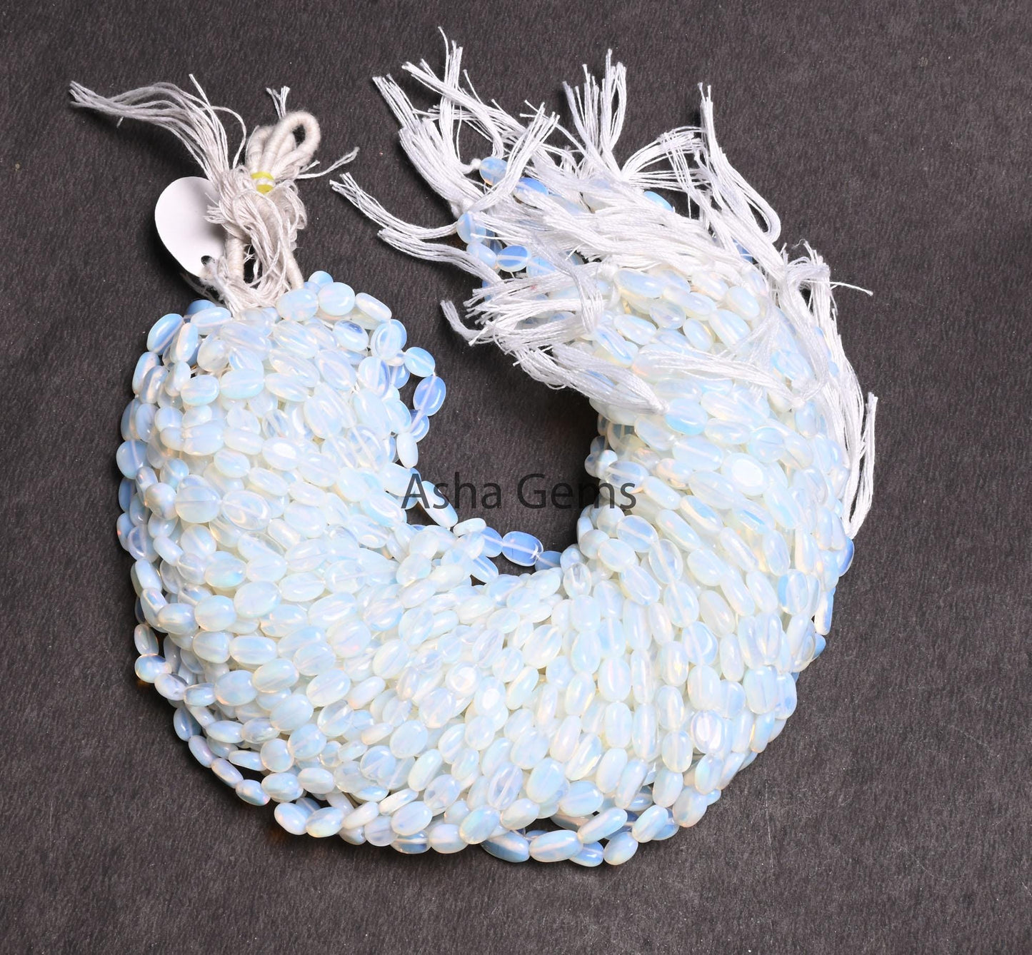 Beautiful Opalite Oval Shape Smooth Beads,12" Strand Fine White Opalite Oval Handmade Plain Straight Drill Beads Opalite Beads Jewelry Craft (AG 22326)