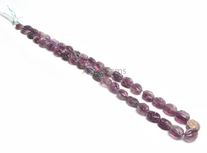 Natural Purple Fluorite Carved Oval Shape Beads,18" Strand Fluorite Purple Carving Oval Beads, Fluorite Carve Beads Fancy Jewelry Craft SALE
