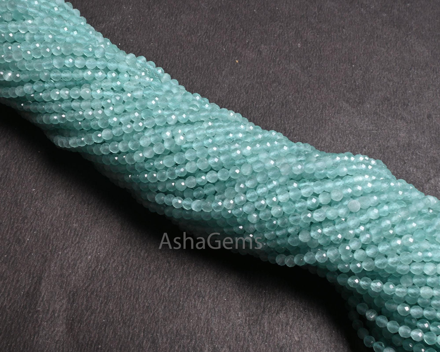 Beautiful Blue Chalcedony Micro Cut Gemstone Beads,3.2mm AAA Quality Aqua Chalcedony Faceted Rondelle Machine Cut Beads Jewelry making Craft
