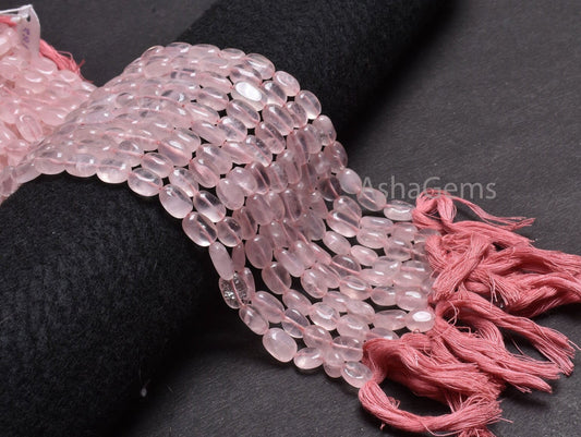 Pink Rose Quartz Smooth Oval Shape Beads,12" Strand Natural rose Quartz Handmade Uneven Oval Nugget Gemstone Loose Beads Jewelry Crafts SALE