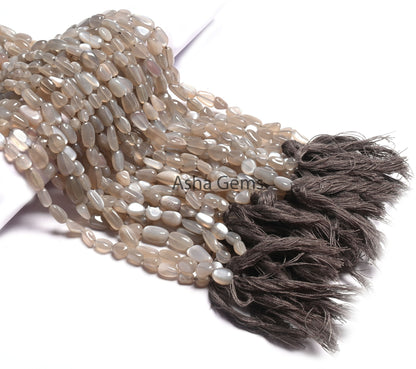 Beautiful Grey Moonstone Nugget smooth Gemstone Loose Beads, Light Grey Moonstone Handmade Tumble Beads Fine Moonstone Jewelry making Crafts (AG 22292)