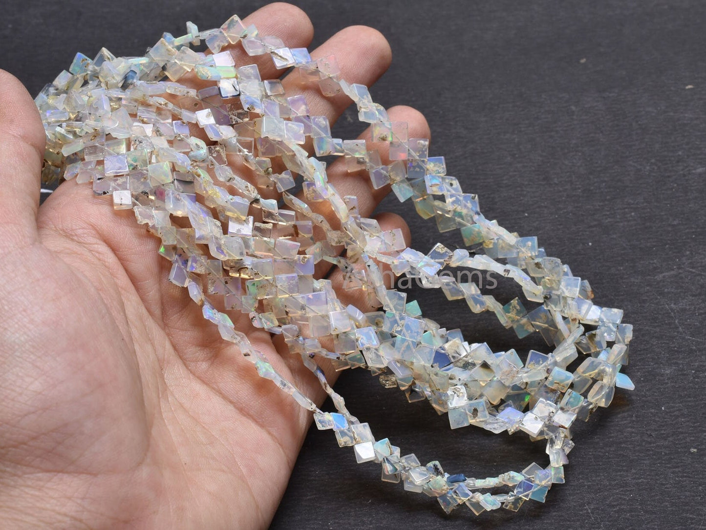 Natural Ethiopian Opal Smooth Uneven Square Shape Beads,Flashy Welo Fire White Ethiopian Opal Fancy Kite Gemstone Handmade Bead Jewelry SALE