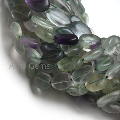 Beautiful Fluorite Smooth Oval Gemstone Beads, Natural Shaded Green Fluorite Plain Handmade Oval Straight Drill Beads, Fluorite Bead Jewelry
