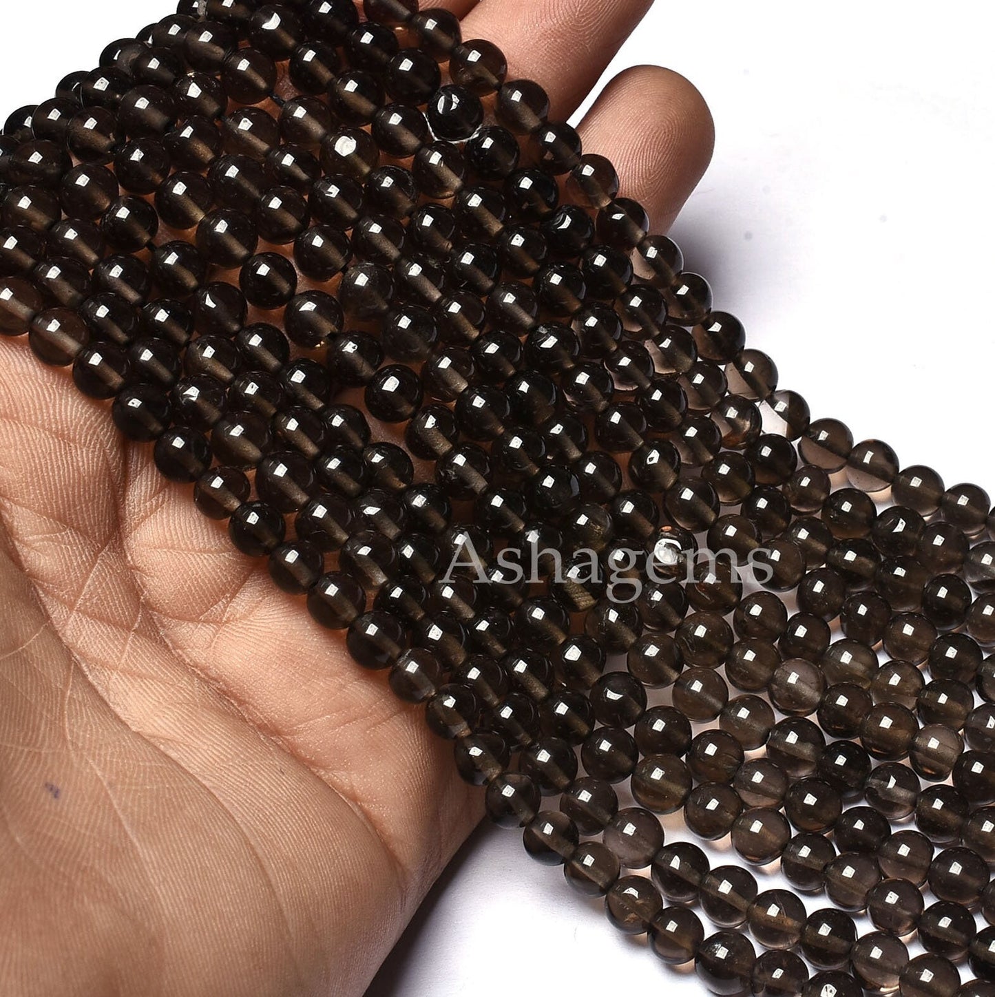 Natural Smoky Quartz Smooth Round Ball Shape Beads,Beautiful Smoky Plain Round Beads,13 Inch Strand, Smoky Gemstone Beads Jewelry Craft SALE