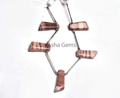 Natural Brown Jasper Fancy 7 Shape Uneven Smooth Beads, Picture Jasper Smooth Handmade Side Drill Fancy Long Slice Gemstone Beads Handicraft