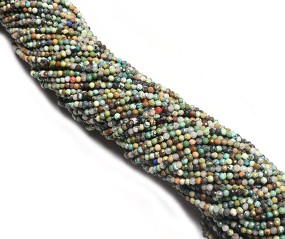 Natural Tibetan Turquoise Faceted Gemstone Beads,2.4mm Shaded Tibetan Blue Turquoise Micro Cut Rondelle Tiny Bead,13" Turquoise Bead Jewelry