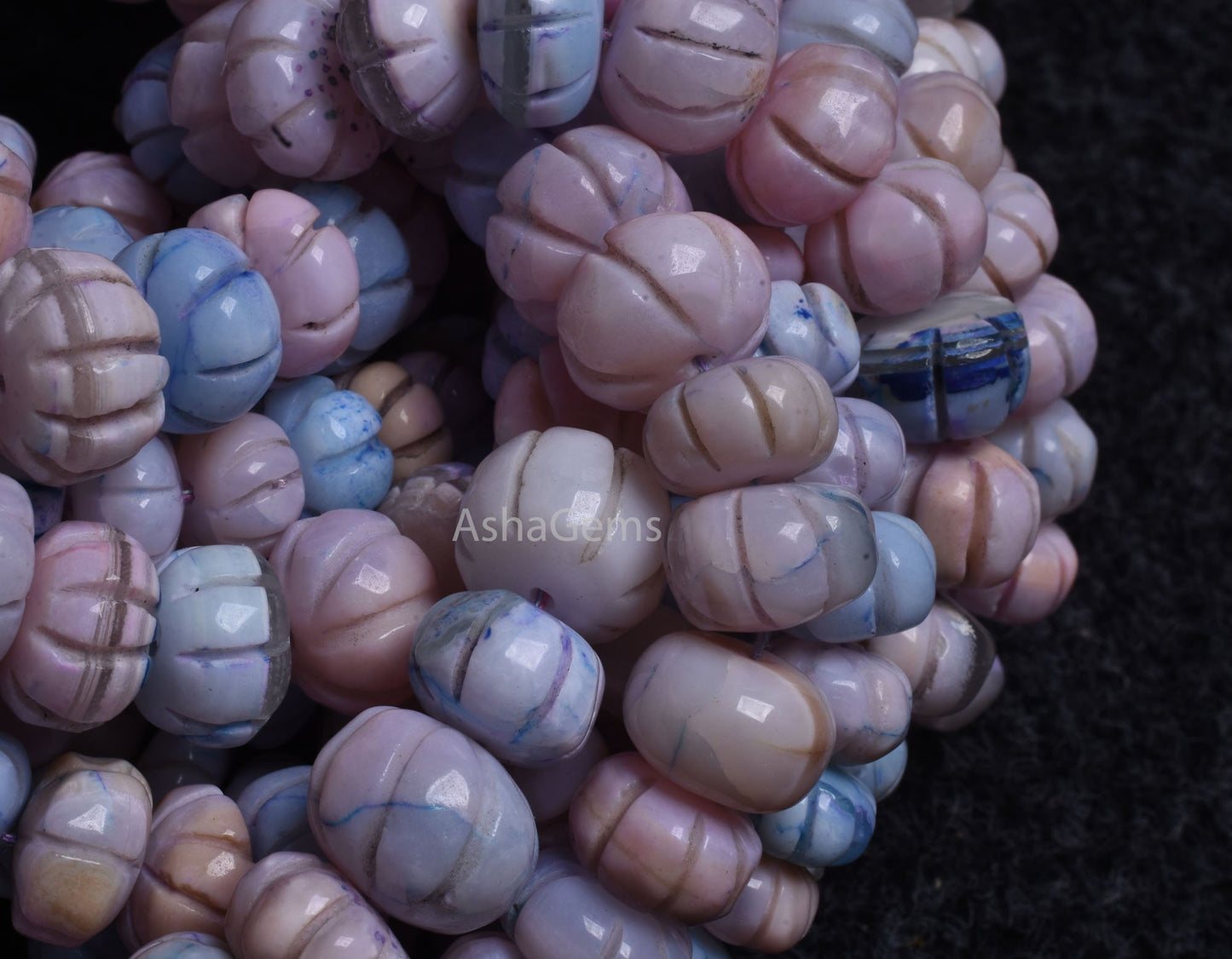 Beautiful Lavender Pink Blue Opal Carved Watermelon Beads, Opal Rondelle Shape Carving Melon Beads, Opal Pumpkin Bead For Jewelry Craft SALE