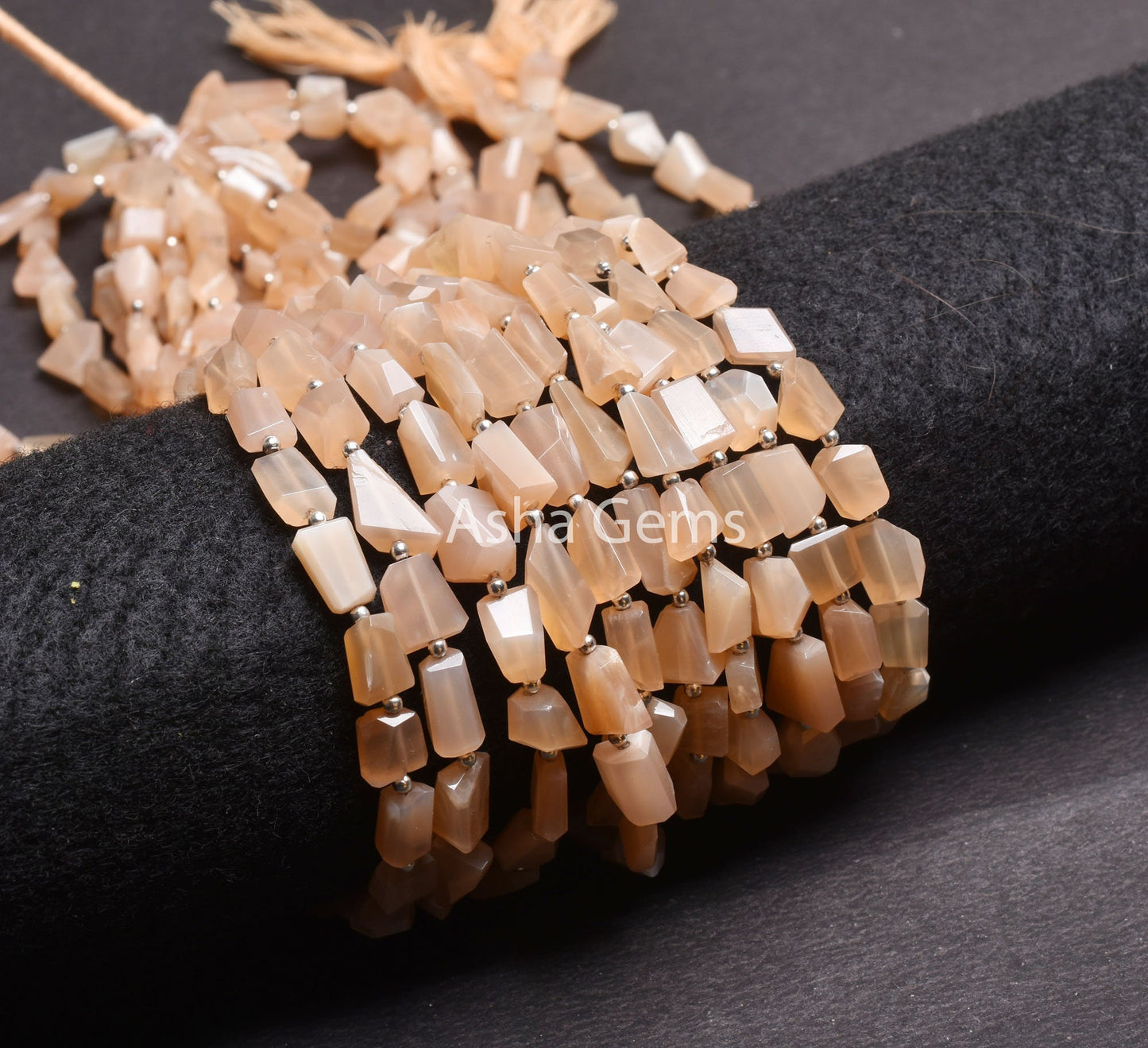 Light Peach Moonstone Faceted Nugget Gemstone Beads, AAA Natural Pink Moonstone Uneven Tumble Straight Drill Bead, Moonstone Bead Craft SALE