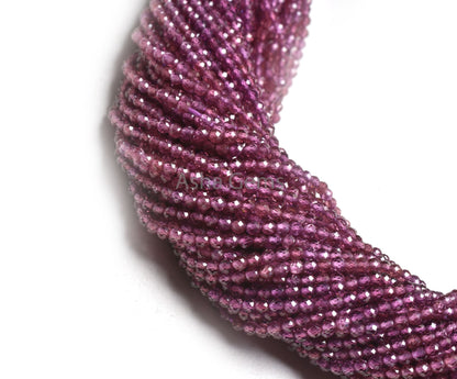 Rare AAA Purple Garnet Machine Cut Faceted Rondelle Beads,2.4 mm Purple Rhodolite Garnet Micro Cut Tiny Bead,13" Natural Garnet Bead Jewelry