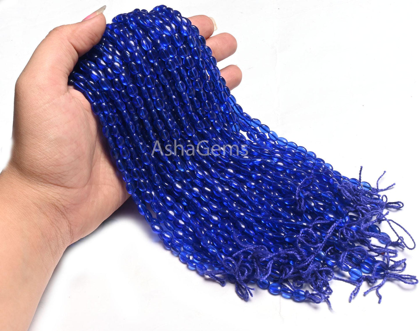 13" Strand Beautiful Royal Blue Color Hydro Smooth Oval Shape Beads,5.5-7.5 mm Blue Hydro Plain Handmade Oval Bead Jewelry Making Craft SALE