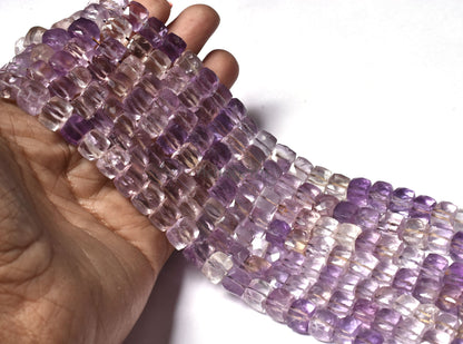 Beautiful shaded Blue ametrine faceted 3D Cube Box Gemstone beads, Genuine Ametrine box Beads, Fine Quality Ametrine Beads For Jewelry SALE
