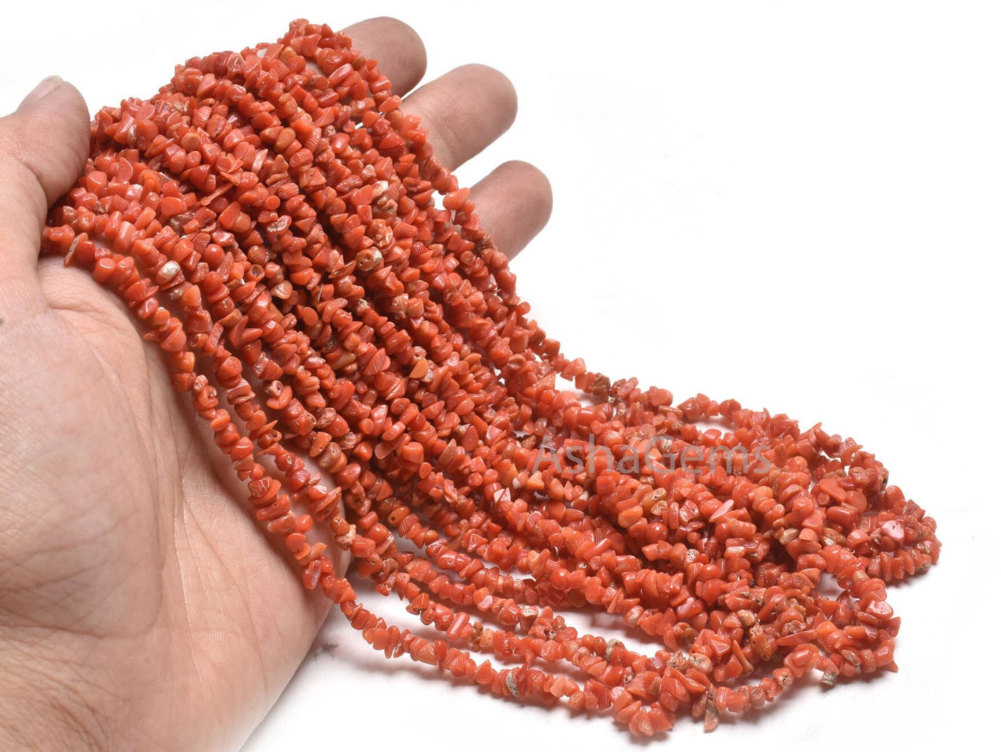 Natural Red Coral Uncut Chips Beads,34"Strand Real Coral Smooth Raw Rough Tiny Moonga Gemstone Precious Beads, Fine Coral Bead Jewelry Craft