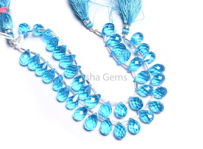 AAA Quality Sky Blue Topaz Color Hydro Faceted Drops Beads,8-12 mm Topaz Hydro Teardrop Briolette Side Drill beads Jewelry making Craft SALE