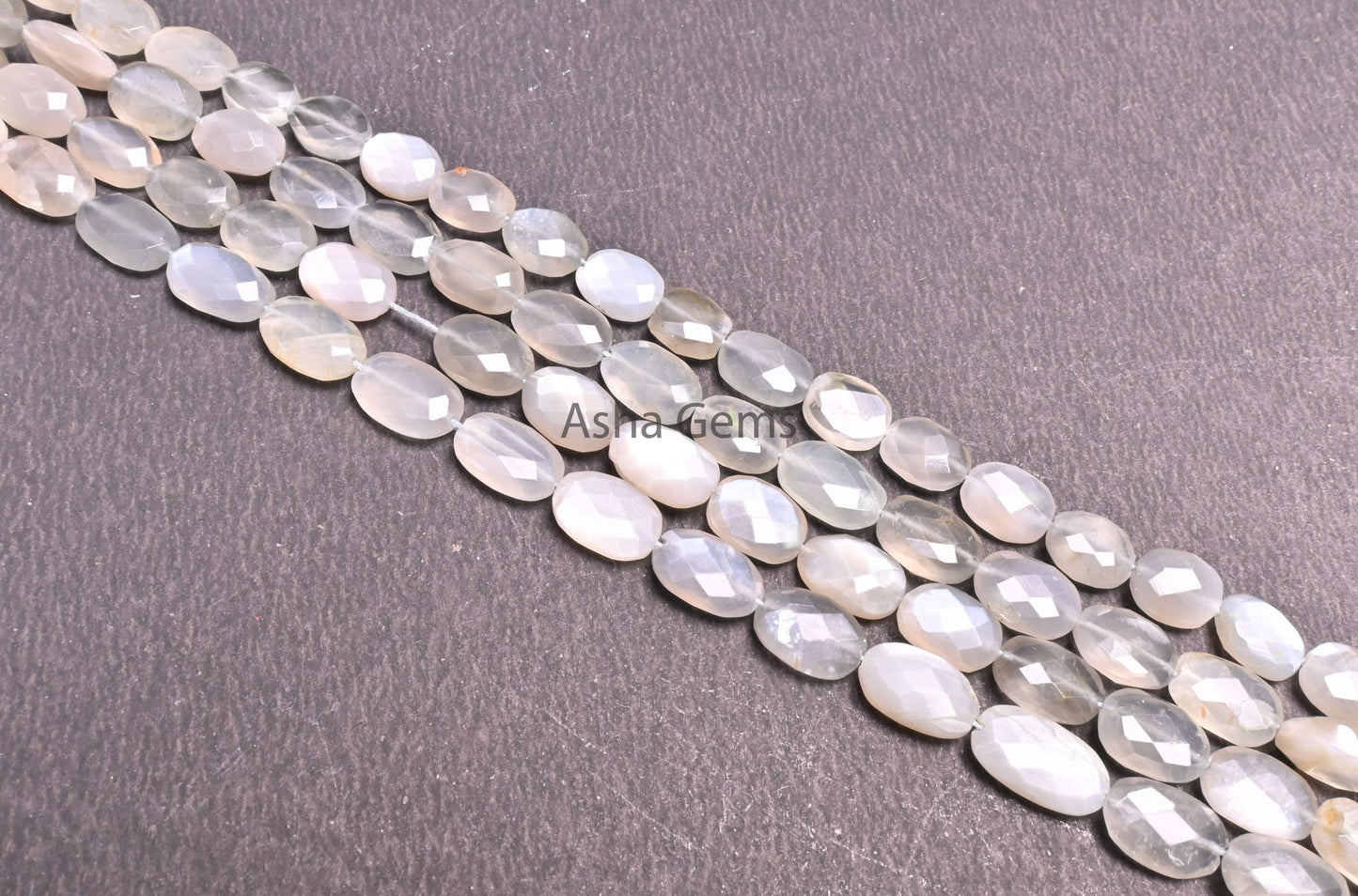 Fine Grey Moonstone faceted Oval Gemstone Beads,9" Strand Natural Moonstone Oval Briolette Straight Drill Beads, grey Moonstone Bead Jewelry