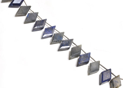 Natural Blue Lapis+ Labradorite Faceted Rhombus Shape Beads,9-18 mm Multi Color Stone Fancy Side Drill Gemstone Beads Jewelry Making Crafts