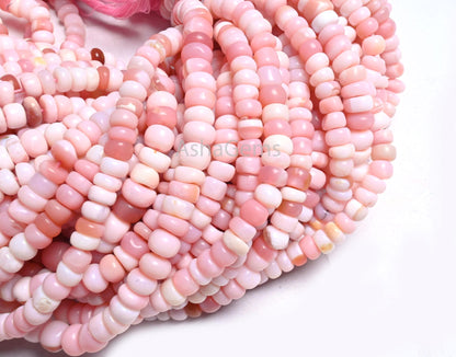 Beautiful Pink Opal Flat Rondelle Gemstone Beads,12" Shaded Pink Opal Plain Handmade Uneven Rondelle Opal Beads Necklace Jewelry making SALE