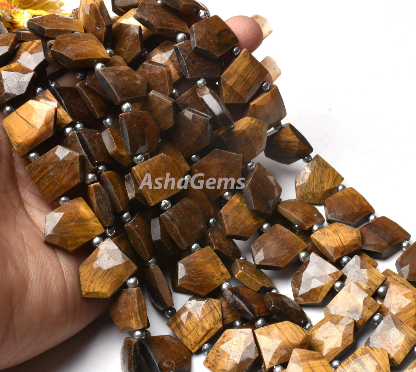 Brown Tiger Eye Faceted Fancy Shape Beads,12x15-12x17mm Natural Tiger Eye Gate Shape Beads Gemstone Briolette Tiger Eye Side Drill Bead SALE