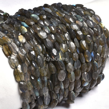 beautiful Labradorite Faceted Oval Gemstone Beads,13"Strand Natural Fire Labradorite beads Black Rainbow Handmade Uneven Oval Briolette Bead