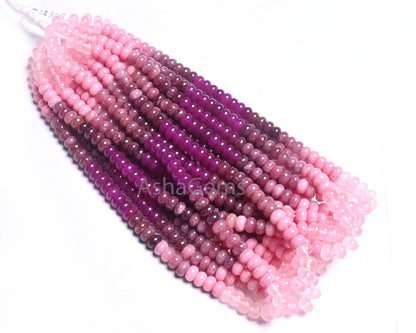 8 mm Multi Pink Jade Quartz Smooth Rondelle Gemstone Loose Beads,16" Shaded  Bubblegum Pink Quartz Polish Beads Jewelry Necklace Crafts SALE