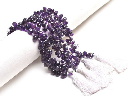 Natural Amethyst Side Drill Drops Beads, Purple Amethyst Plain Uneven Teardrop Handmade Gemstone Bead, African Amethyst Bead Jewelry makings