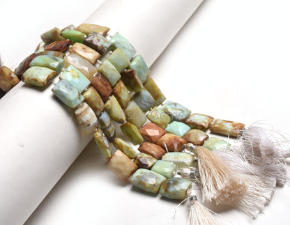 Peruvian Boulder Opal Faceted Rectangle Shape Beads, Boulder Opal Indian Cut Fancy Straight Drill Bead Opal Jewelry Making Handicraft SALE