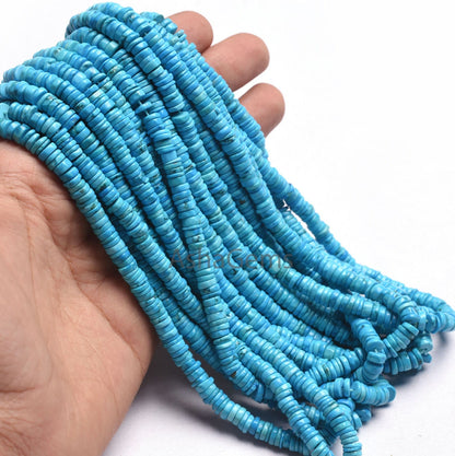 AAA Turquoise Howlite Smooth Tyre Shape Beads,5-5.5 mm Blue Turquoise Plain Handmade Tyre Shape Gemstone Beads For Jewelry Making Craft SALE