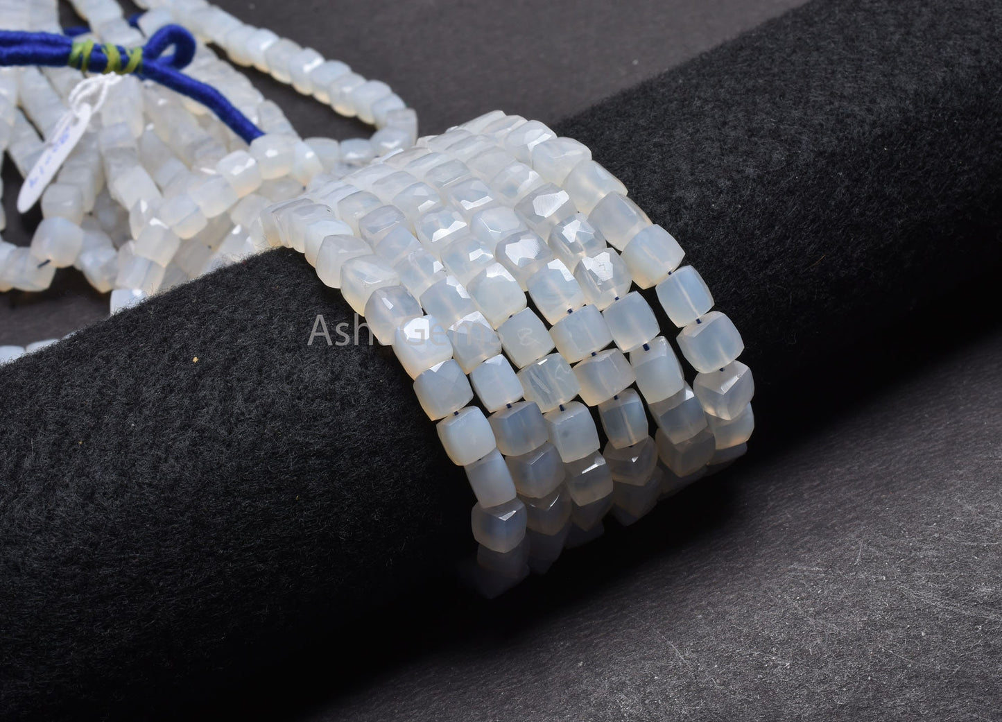 8" Strand White Chalcedony Faceted Cube Gemstone Beads, Natural Chalcedony Indian Cut 3D Cube Box Center Drill Bead Chalcedony Beads Jewelry