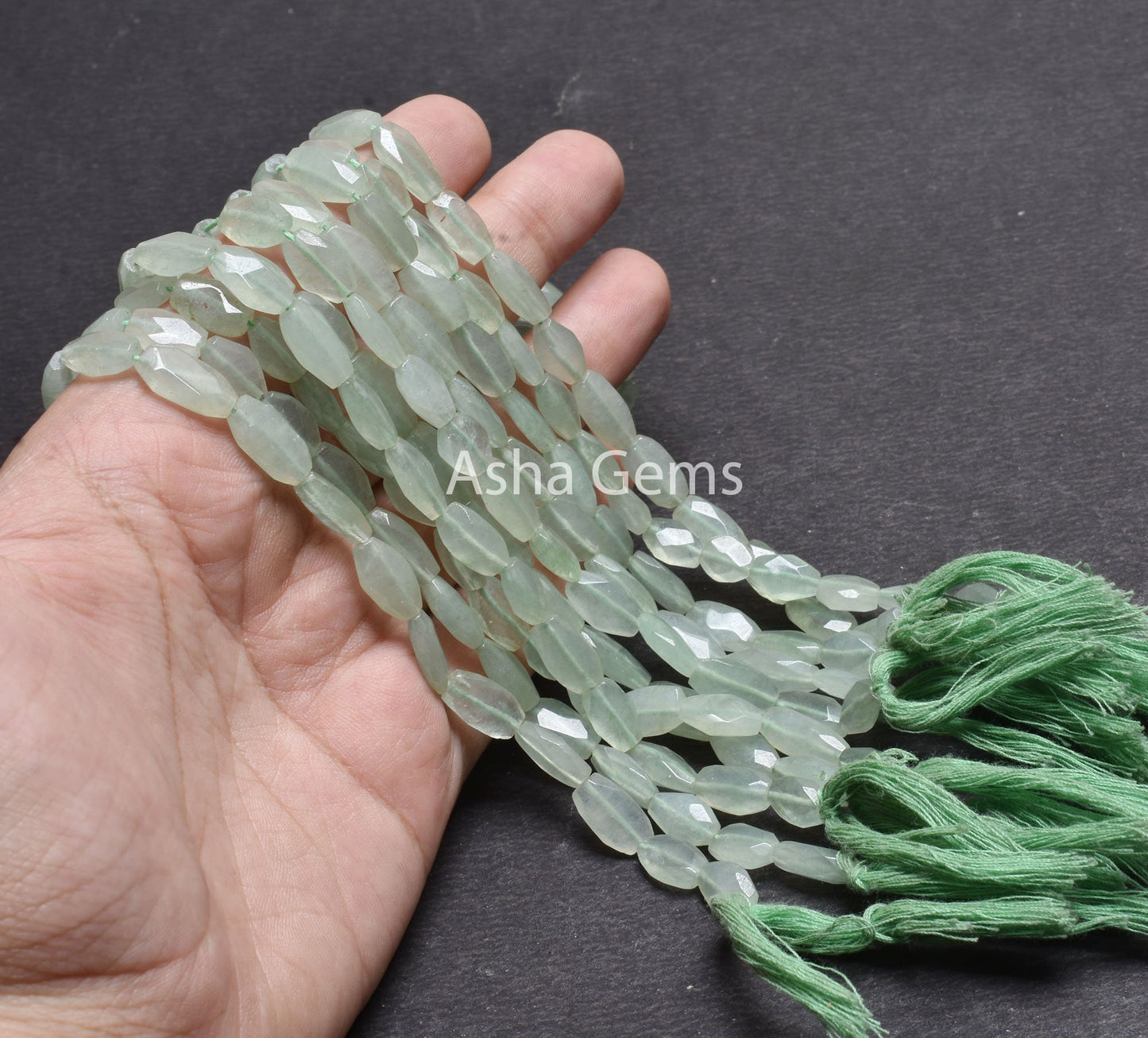 Green aventurine Fancy Long Oval Shape Faceted gemstone beads,13" strand Natural aventurine Indian Cut Handmade Oval Briolette bead Necklace