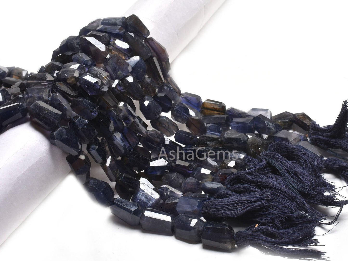 Natural Blue Iolite Faceted Nuggets Tumble Shape Gemstone Beads,14"Strand Iolite Beads, Fine Iolite Indian Handcut Tumble Bead Jewelry Craft