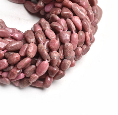 Beautiful Pink Rhodonite Smooth Nugget Gemstone Beads, Natural Rhodonite Handmade Uneven Tumble Shape Beads, Rhodonite Beads Jewelry Crafts