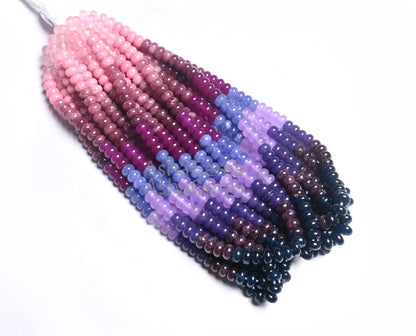 Fine Multi Pink Blue Jade Quartz Smooth Rondelle Beads,16" Shaded Multi Color Quartz Polish Gemstone Loose Beads Jewelry Necklace Craft SALE
