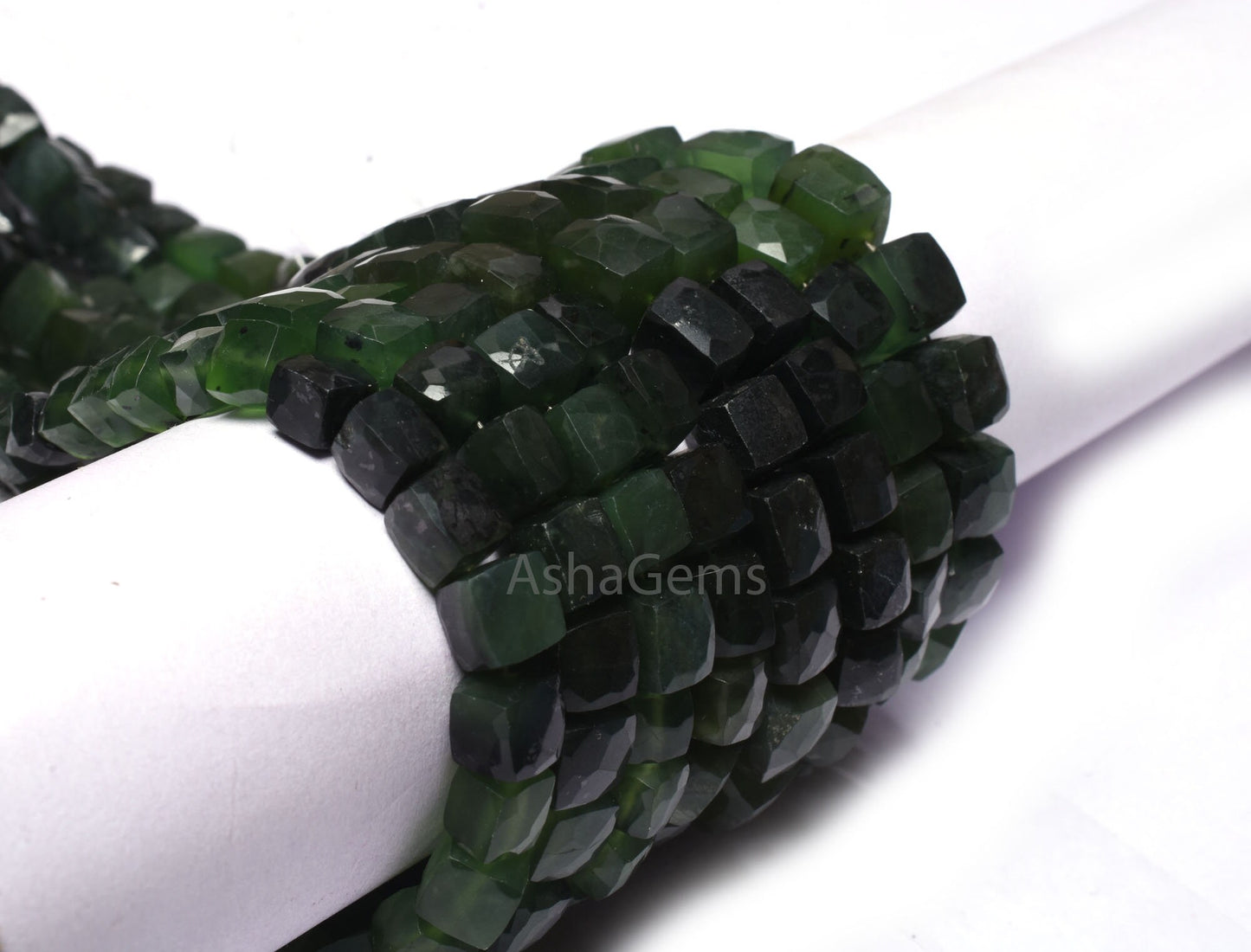 Beautiful Serpentine Faceted 3D Cube Box Beads,8"Strand Shaded Green Serpentine Cube Gemstone Beads Natural Serpentine Box Bead Jewelry SALE