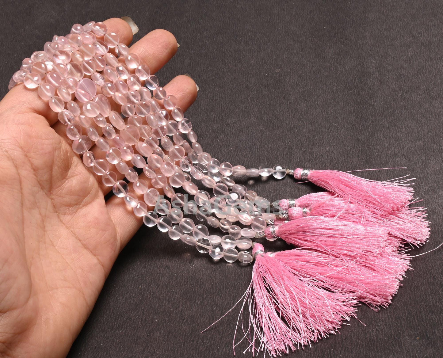 Fine Pink Rose Quartz Smooth Coin Shape handmade Beads,8" Natural Rose Quartz Straight Drill Coin Gemstone Loose Beads Jewelry Making Crafts