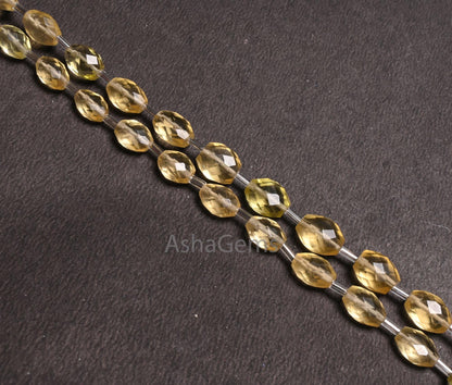 Fine Lemon Quartz Color Hydro Faceted Oval Checker cut Beads,10" Yellow Lemon Hydro Oval Briolette Straight Drill Beads Jewelry making Craft